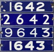 Set of London Underground enamel STOCK-NUMBER PLATES from a complete 4-car unit of 1962-Tube Stock