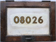 London Underground CAR NUMBER PANEL from Q31-Stock trailer 08026, ex-District Railway L-class