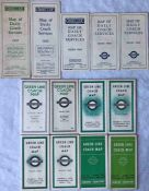 Selection (13) of 1930s Green Line Coach POCKET MAPS including some of the very early issues such as