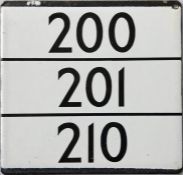 London Transport bus stop enamel E-PLATE for Maidstone & District routes 200, 201 and 210 on a split