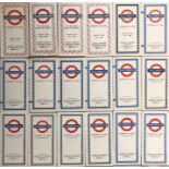 Selection (16) of Beck London Underground diagrammatic, card POCKET MAPS dated from 1946 to 1959,