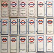 Selection (16) of Beck London Underground diagrammatic, card POCKET MAPS dated from 1946 to 1959,