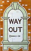 Full set of London Underground WALL TILES reading 'Way Out' and produced for the refurbishment of