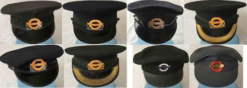 Selection (8) of 1960s-80s London Underground & Buses HATS with ENAMEL BADGES incl 3 x Station