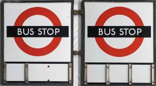 1940s/50s London Transport enamel BUS STOP FLAG (compulsory). An E3 type with runners for 3 e-plates