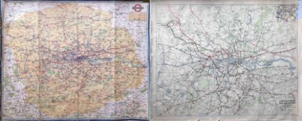 Pair of quad royal 1930s POSTER MAPS comprising 1934 London Transport 'All Routes - Road & Rail'