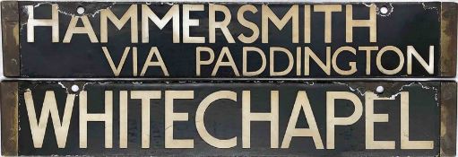 London Underground O/P/Q-Stock enamel CAB DESTINATION PLATE 'Hammersmith via Paddington /