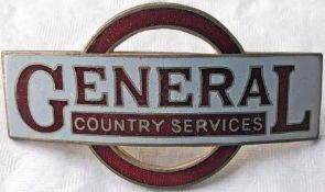1932 London General Country Services CAP BADGE, enamel on brass, featuring the grey and red