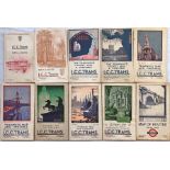 Selection (10) of LCC Tramways POCKET MAPS dated from 1922 to 1933, the last issued under LPTB