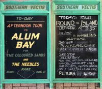 1950s/60s Southern Vectis Omnibus Co DISPLAY BOARD for Isle of Wight tours. One side has a permanent