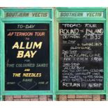 1950s/60s Southern Vectis Omnibus Co DISPLAY BOARD for Isle of Wight tours. One side has a permanent