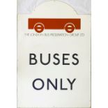 ENAMEL SIGN 'Buses Only' with the London Bus Preservation Group's logo and name. Manufactured for