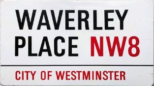1960s/70s City of Westminster enamel STREET SIGN from Waverley Place, NW8, a residential street in
