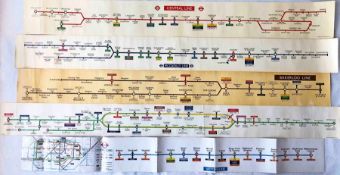 Selection (5) of London Underground car LINE DIAGRAMS comprising paper issues for the District &