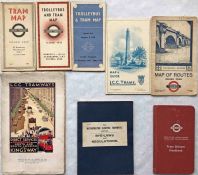 London tram items comprising 5 x LCC/LT POCKET MAPS dated 1922-39 (used to good condition), 1931 LCC