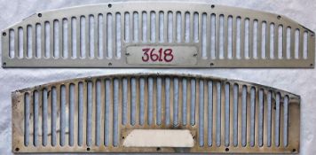 Pair (differing) of London Underground VENTILATION GRILLES from the interior of tube cars (above the