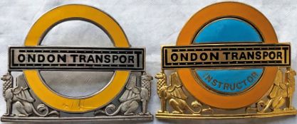 Pair of London Transport Underground CAP BADGES, the first a 1939, hallmarked-silver Station Foreman
