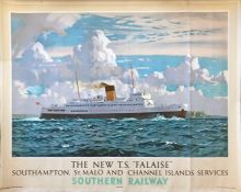 1947 Southern Railway quad-royal POSTER 'The new TS Falaise - Southampton, St Malo & Channel