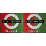 London Transport enamel BUS & COACH STOP FLAG, the 'request' version. This is one of a limited