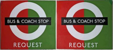 London Transport enamel BUS & COACH STOP FLAG, the 'request' version. This is one of a limited