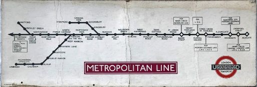 1936 London Underground Metropolitan Line thick-card CARRIAGE MAP (LINE DIAGRAM). These diagrams