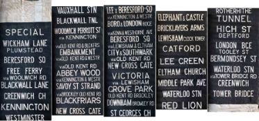 London Transport tram DESTINATION BLIND from New Cross depôt dated Feb 1, 1951 and for a standard