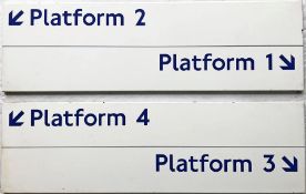 Matched pair of London Underground ENAMEL SIGNS to platforms, the first for platforms 1 & 2, the