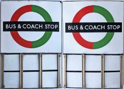 London Transport enamel BUS & COACH STOP FLAG (Compulsory)). A 1950s/60s 'bullseye'-style, E6-