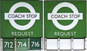 1950s/60s London Transport enamel COACH STOP FLAG ('Request'), an E3 version with runners for 3 e-