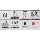 Selection (8) of London Transport bus stop enamel E-PLATES comprising routes 61, 61 Mon-Fri & Sunday