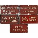 Selection (5) of Glasgow Corporation Tramways alloy TRAM STOP FLAGS comprising two 'compulsory' (