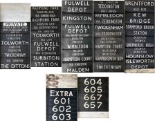 Pair of London Transport trolleybus DESTINATION BLINDS from Fulwell (FW) depôt, the first an