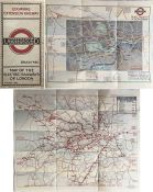 Pair of 1924 London Underground MAPS, the first the August 1924 pocket map "Edgware Extension