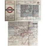 Pair of 1924 London Underground MAPS, the first the August 1924 pocket map "Edgware Extension