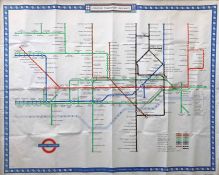 1947 London Underground quad-royal POSTER MAP by H C Beck 'London Transport Railways'. Print-code