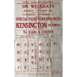 1947 West London Railway double-royal TIMETABLE POSTER for the Kensington (Olympia) to Earls