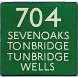 London Transport coach stop enamel E-PLATE for Green Line route 704 destinated Sevenoaks, Tonbridge,