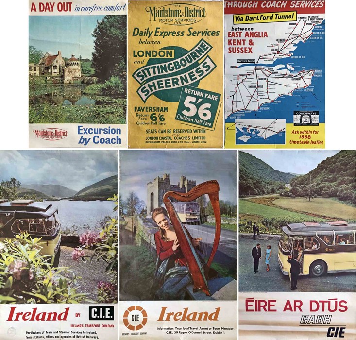 Selection (6) of 1950s/60s COACH POSTERS comprising double-crown examples: 2 x Maidstone &
