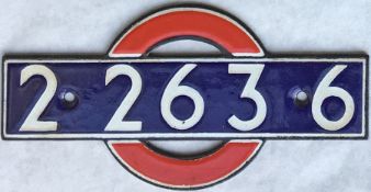 London Underground District Line R38-Stock enamel INTERIOR CAR NUMBER PLATE from driving motor car