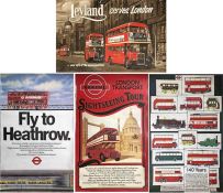Selection (4) of LONDON POSTERS comprising 1950s double-crown Leyland Motors "Leyland serves London"
