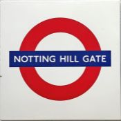 London Underground enamel PLATFORM ROUNDEL SIGN from Notting Hill Gate on the Central and District/