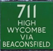 London Transport coach stop enamel E-PLATE for Green Line route 711 destinated High Wycombe via