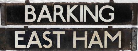 London Underground Q/CO/CP Stock enamel DESTINATION PLATE for Barking/East Ham on the