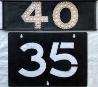 Pair of LCC/London Transport Tramways ROUTE NUMBER STENCIL PLATES, the first for service 35 which