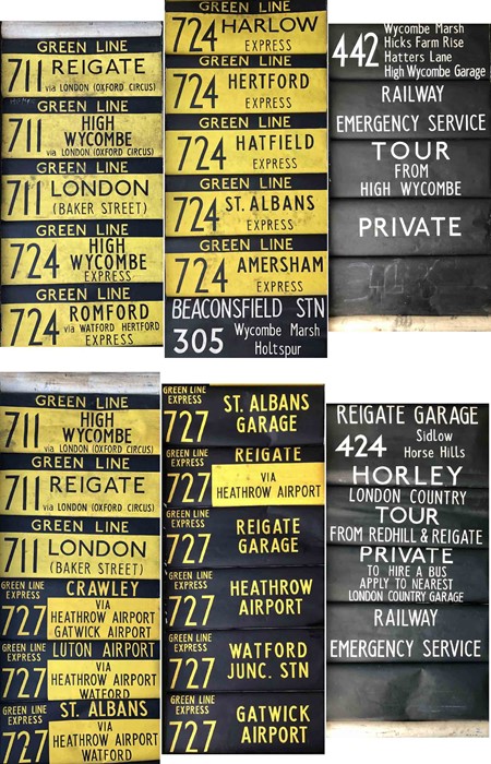 Pair of London Country (London Transport-manufactured) DESTINATION BLINDS for RF-type Green Line