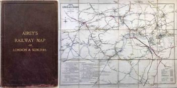 1886 Airey's Railway MAP of London & its Suburbs by John Airey and 'certified by the Companies'. All