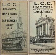 Pair of LCC Tramways POCKET MAPS dated August 1913 and May 1914 respectively. The former includes