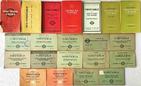 Selection (21) of mainly 1930s-40s London Transport AREA & LOCAL TIMETABLE BOOKLETS incl several WW2