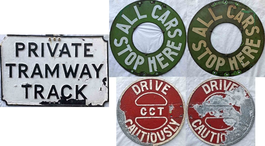 [Revised] Selection (3) of Glasgow Corporation Tramways SIGNS comprising a cast-iron 'Private