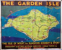 1939 Southern Railway quad-royal POSTER 'The Garden Isle - The Isle of Wight for Sunshine, Scenery &